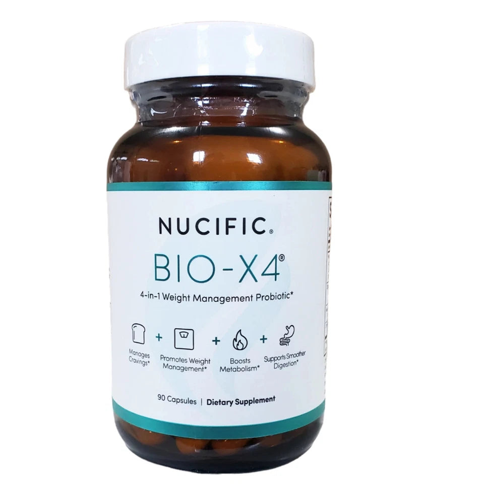 Nucific BIO-X4 Probiotic Weight Management Supplement 90 Capsules | Digestive & Gut Health Support | New Sealed